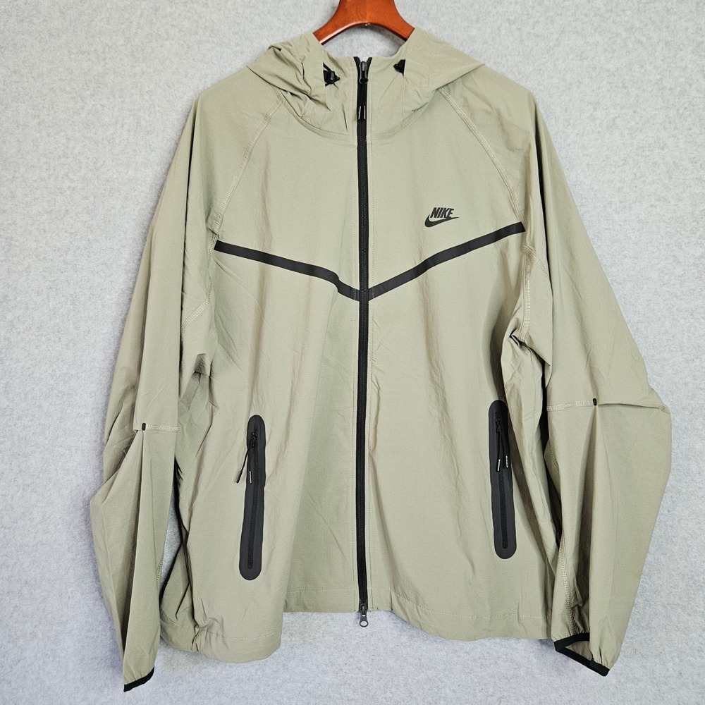 Nike Tech Woven Windrunner Hooded Jacket Mens XL Moss Green HM7151-320 New - Picture 2 of 8